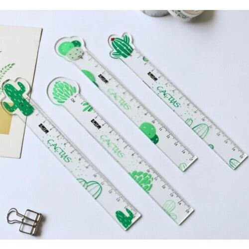 Ellen Brook 1 Pcs Kawaii Simple Transparent Carrot Cactus Plastic Ruler Measuring Straight Ruler Tool Student Gift Stationery