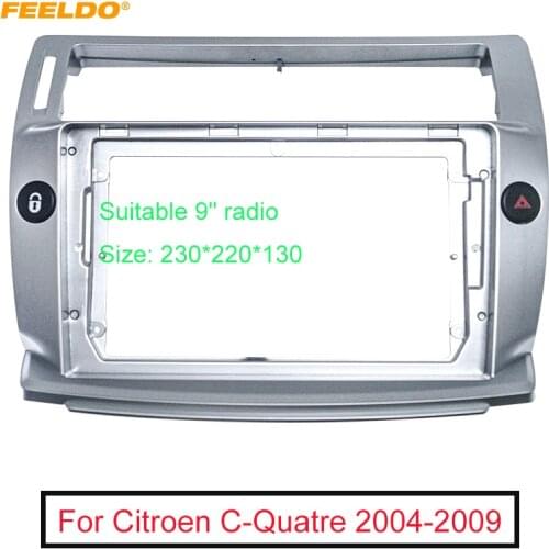 FEELDO 2Din Car Radio Audio Face Plate Fascia Frame For Citroen C-Quatre 9" Big Screen CD/DVD Player Panel Dash Mount Kit