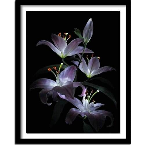 Purple lily diamond embroidery flowers diy diamond painting diamond handcraft bead embroidery full rhinestones xsh