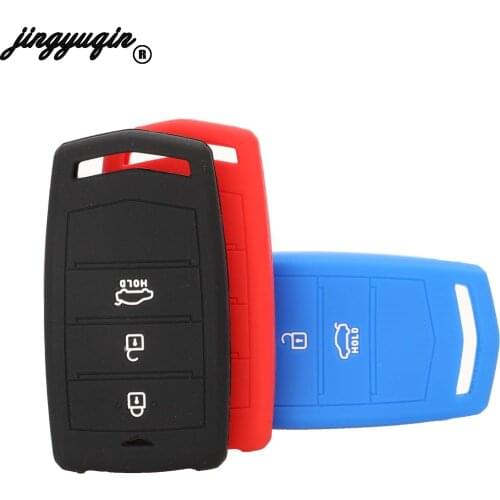 Silicone car key case cover bag protector holder pocket shell for Hyundai Genesis G90 G80 4 button key fob car accessories