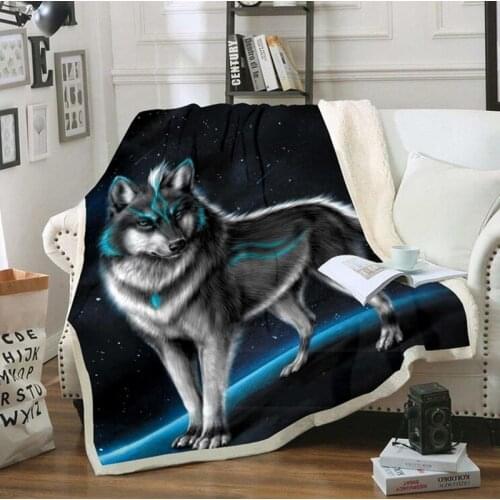 Galaxy wolf Fleece Blanket 3D full printed Wearable Blanket Adults/kids Fleece Blanket drop shippng style-4