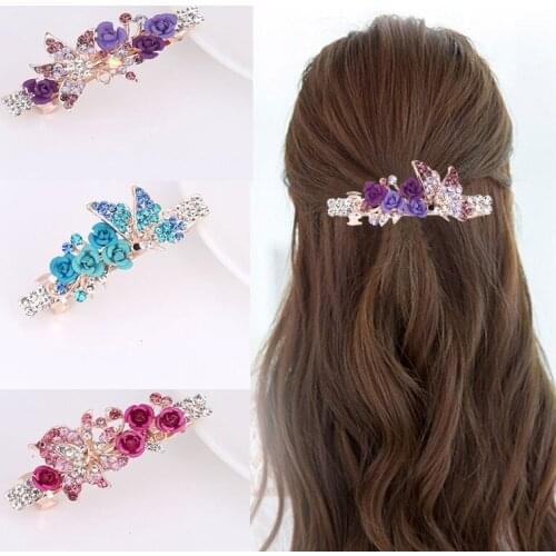 Crystal Rhinestone Pearl Hair Claw Hair Clip Beauty Flower Barrette Hair Pins Tiara Elegant Hair Accessories Women Girls Fashion