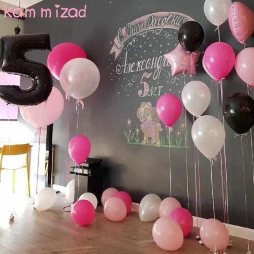 KAMMIZAD pink black girls party balloons 40inch black number foil balloon birthdays wedding party decoration latex ballon