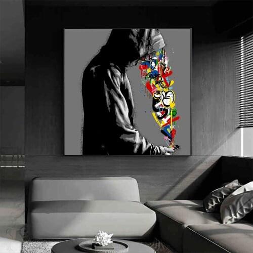 Modern Play Phone Graffiti Art Street Art Oil Painting Canvas Print Poster Wall Art Picture For Living Room Home Decor Frameless