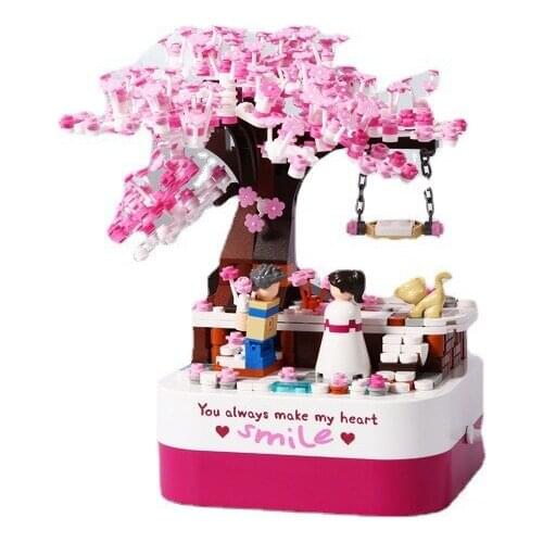 449Pcs City Street View Educational Building Blocks Toys For Kids Girls DIY Birthday Present JK1311 Cherry Tree Music Box Model