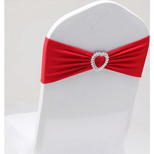 Royal Blue Colour Spandex Sash With Heart Buckles Universal Lycra Chair Sash For Wedding Decoration Lycra Band Bow Tie Band