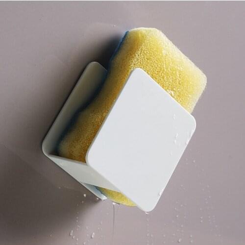Creative Scouring Pad Rack Wall Mounted Nail Free Room Saving Sponge Storage Shelf Fashion Simple Nordic Design White Rack