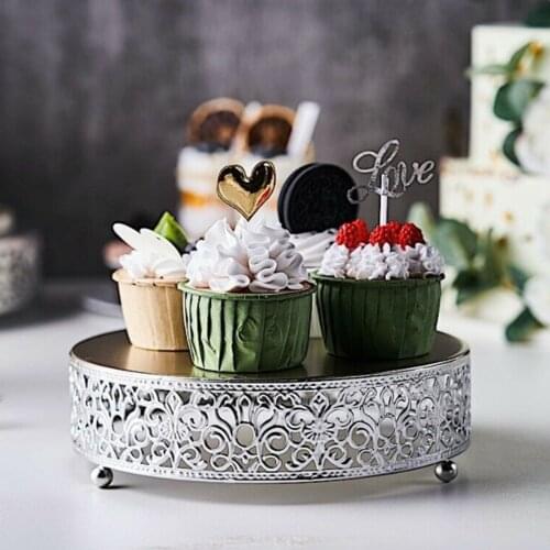 Round Lace Metal Wedding Cake Stand Dessert Display Stand Glossy Metallic Finish for Wedding Ceremonies Party Decorations New