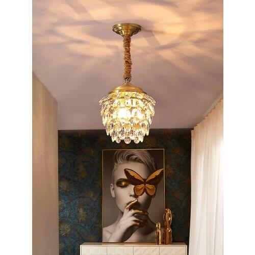 Mini 1 pcs dining room LED Chandelier Crystal Bar fixture gold suspension hanging Led Light for home Kitchen decoration Lighting