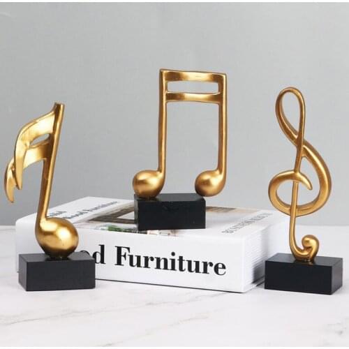 Music Decoration Musical Sculpture Statue Music Note Figurine for Home Piano Gifts Souvenirs Giftbox Resin Gold, Black, White