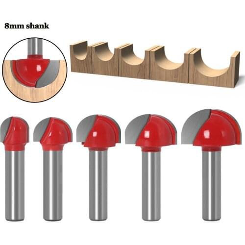 6/8mm Shank Ball Nose End Mill Wood Router Bit Set Round Cove CNC Milling Cutter Radius Core Box Solid Carbide Woodworking Tools