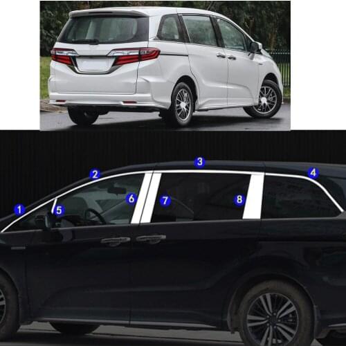 Car Sticker Garnish Pillar Window Middle Strip Trim Frame Hoods Parts For Honda Odyssey 2015 2016 2017 2018 2019 2020 2021