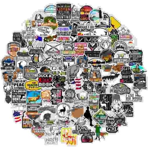 100Pcs Cartoon Outdoor Hunting Camping Landmark Stickers for Notebook Motorcycle Skateboard Computer Phone Toy Sticker