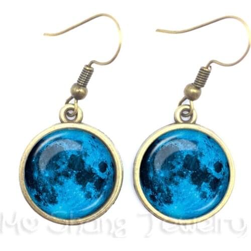 New Earth Moon Galaxy Universe 16mm Glass Cabochon Fashion Earrings Best Gift For Her