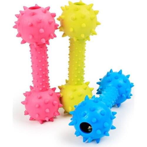 New Dog Toys Sounding Dumbbell Toy With Bells Rubber Molar Tooth Pets Toys Dog Bite Resistant Molars Training for Cats