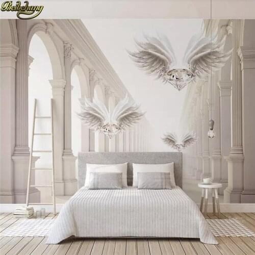 Beibehang Custom wallpaper mural 3d abstract space Roman column diamond wings TV background wall papers home decor 3d wallpaper
