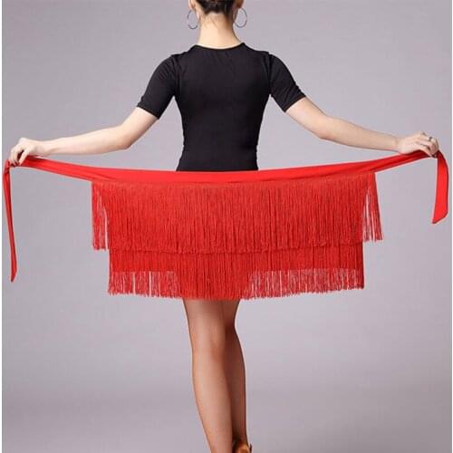 Latin Dance Clothes Sexy For Women Black Red Color Fringed Edge Hip Scraf Adult Stage Latin Dancing Dress