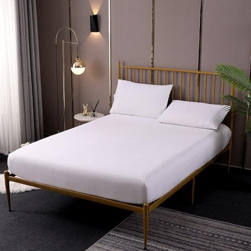 Sanding Fabric Solid Color Home Mattress Protector Cover Soft Cozy Breathable Bedspread Non-slip Fitted Sheet