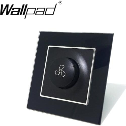 EU Fan Speed Control Switch Wallpad 110-250v Black Crystal Glass European Electric Rotary Fan Controller 600W Switch with Claws
