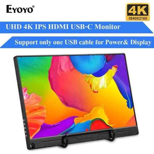 Eyoyo 13.3" IPS 4K portable gaming monitor Screen 3840x2160 1080P HDR USB Type C HDMI Display for laptop phone xbox switch ps4