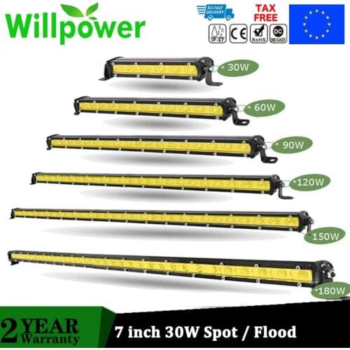 Straight Slim LED Light Bar Single Row 7" 13" 20" 25" 32" 38'' 60W 90W 120W 150W 180W for SUV 4X4 ATV Off Road LED Work Light