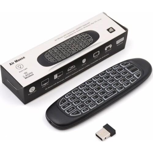 C120 RGB 7 Backlight Fly Air Mouse Wireless Backlit Keyboard G64 Rechargeable 2.4G Smart Remote Control for Android Tv Box