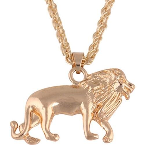 RONGQING 1pcs 2018 New Fashion lion Necklaces Chain Animal Pendants Necklaces Woodland Jewelry gifts