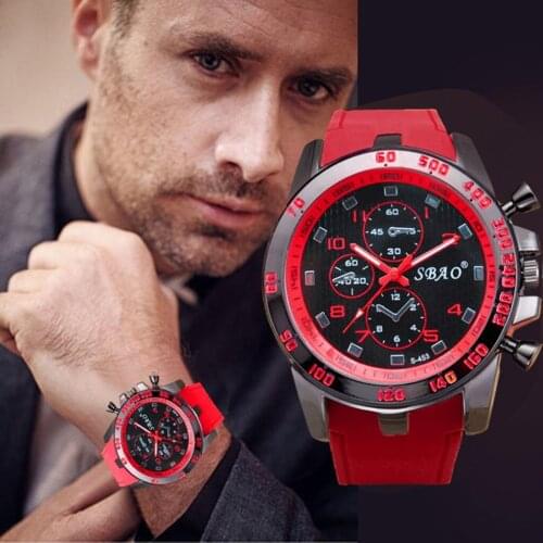 Luxury Sport Analog Quartz Modern Men Stainless Steel Watches Fashion Wrist Watch Red Leather Band Not Waterproof watch