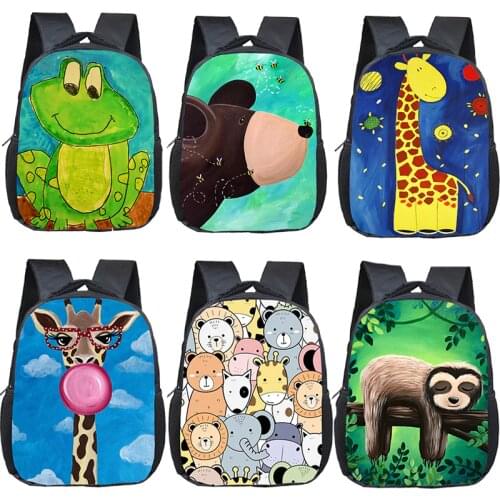 Cute Animal Backpack Giraffe/Frog/Koala Print 2-4 Years Old Children Like School Bag Girl Backpack Gift