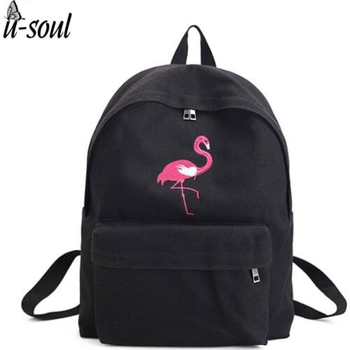 Flamingo backpack Ladies canvas school bags waterproof leisure women travel school bag backpacks rucksack mochila sJ002