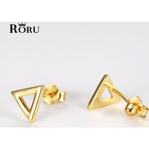 S925 Sterling Silver Triangle Hollow Out Minimalist Geometric Simple Stud Earrings Ear Rings for Women Girls Fashion Jewelry