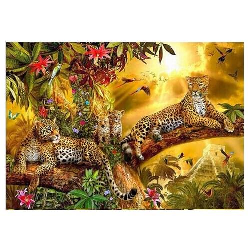 DIY Diamond Painting Leopard Tree Diamond Cross-stitch Draw Needlework Diamond Embroidery Square/round