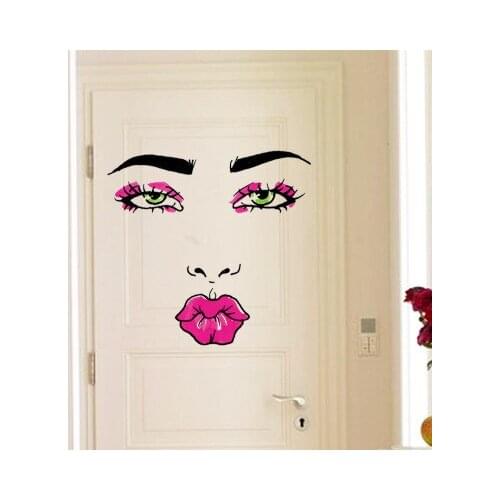 Sexy Lady Red Lips Modern Home Decal Wall Sticker Beauty Eyebrow Wall Decor Decals Girl Room Home Decoration Murals Wall Art