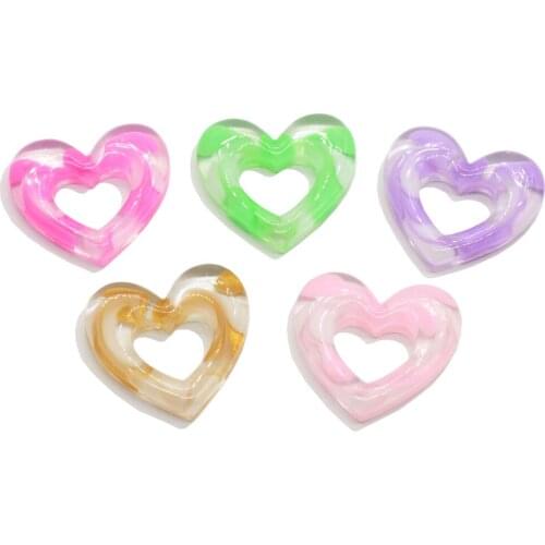 Mixed Clear Inside Color Heart Resin Cabochon Flatback Decoration Crafts Embellishments For Scrapbooking Diy Accessories