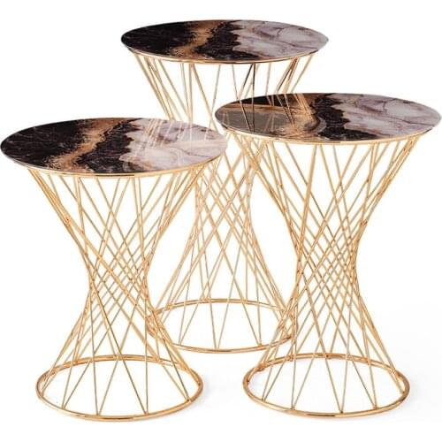 Modern Indıana Triple Zigon coffee table Gold Plated Patterned Marble coffee tables table basse furniture living room table