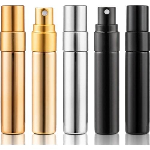 5pcs/lot 5ml Portable Uv Glass Refillable Perfume Bottle Sample Empty Aluminum Atomizer Spray Bottles Makeup Containers
