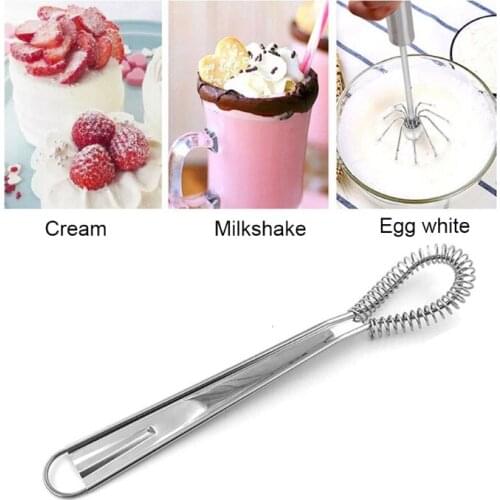 T21D Kitchen Spiral Whisk Mini Blender Stirrer Stainless Steel Spoon Wick Hand Mixer