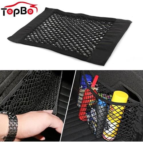 Universal Car Back Rear Mesh Trunk Seat Elastic String Luggage Net Magic Sticker Storage Bag Auto Organizer Interior Accessories
