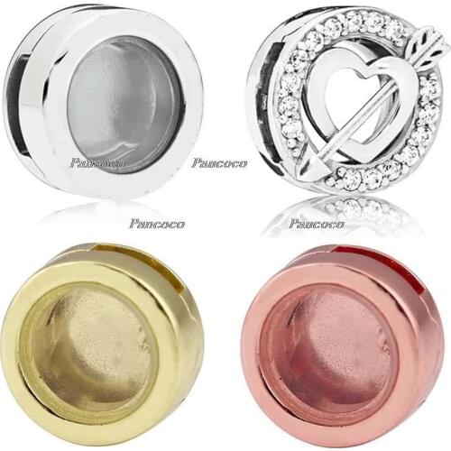 925 Sterling Silver Charm Reflexions Asymmetric Heart & Arrow Clip Stopper Lock Fit Pandora Bracelet Diy Jewelry