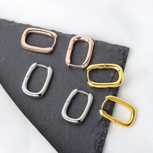 Hot Selling Fashion Retro Jewelry Gift For Women Prevent Allergy Simple Oval Geometric Hoop Earrings