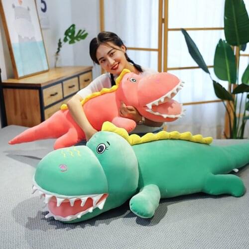 Zqswkl 60/100/120cm cartoon dinosaur doll plush toy sleeping long pillow childrens birthday gift large stuffed toys animals