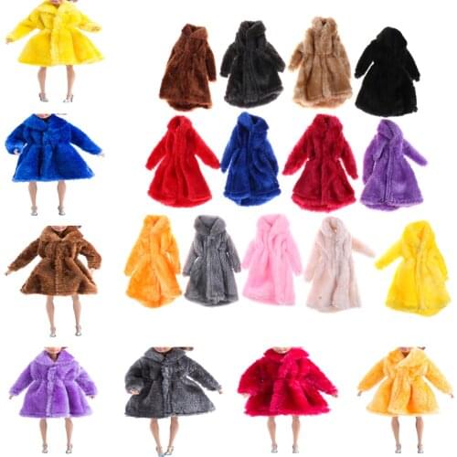 1PCS Colorful Fur Coat Mini Clothes For Barbie Winter Warm Wear Dolls Fur Doll Clothing Kids Toy Doll Accessories