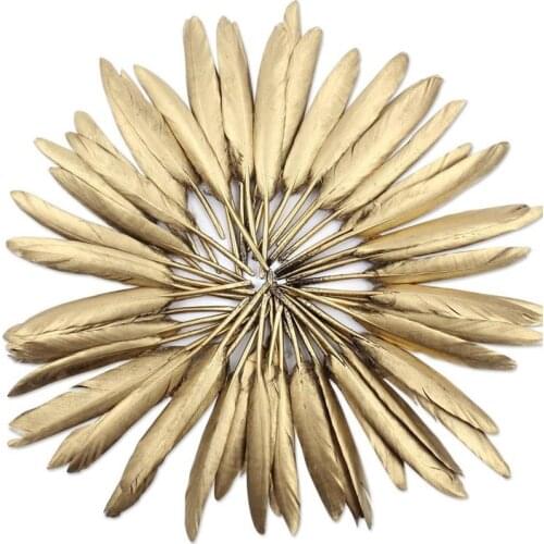 10Pcs 4-6inch Gold feathers for crafts Decoration Jewelry Making Accessories Natural Goose Plumes Wholesale