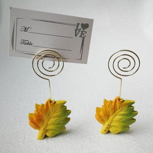 100pcs/LOT Wedding Table Decoration Resin Maple Leaf Place Card Holder and Photo Holder