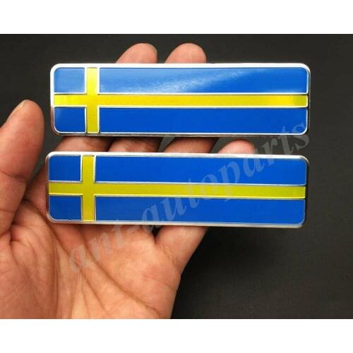 2x Metal Sweden Flag Car Emblem Badge Gift Saab Motorcycle Sticker Fairing