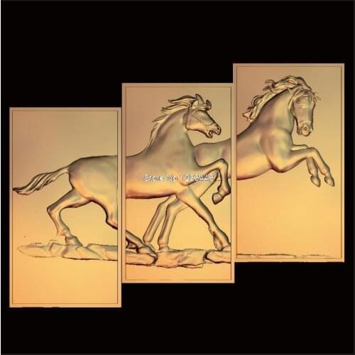 3pcs Horse 3d model STL relief for cnc STL format frame animal 3d Relief Model STL Router 3 axis Engraver ArtCam