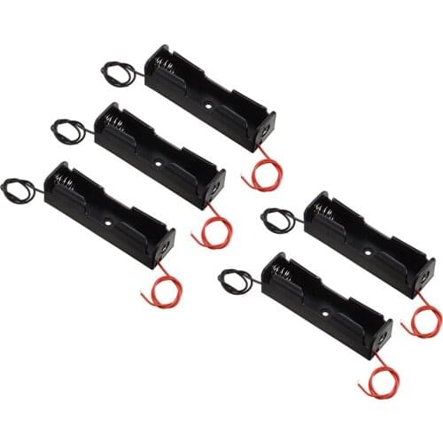 5pcs High Quality Plastic Battery Holder Storage Box Case for 1x 18650 Rechargeable Battery Container With Wire Lead