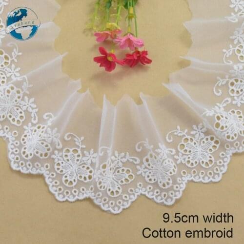 9.5cm wide polyester embroidery lace sewing ribbon guipure trim wedding decoration DIY dolls colthes Accessories lace edge#4028