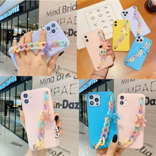 Cute Candy Cover For Samsung Galaxy A42 M42 A41 A40 A32 A31 A22 A21S A20S A20E A12 M12 A11 M11 A10S M01S Wrist Strap Chain Case