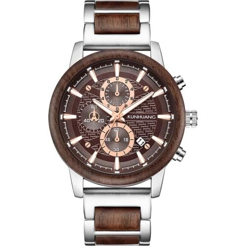 Wood watches mens 2020 Wood Steel Strap Customized Fashion Luxury Quartz Wood Luxury Watch Buddha Statue Engraving Mens Watch